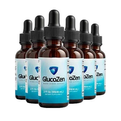 GlucoZenX liquid blood sugar support bottle — natural dietary supplement dropper formula